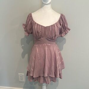 Hazel Boutique Mauve Ruffle Short Sleeve Mini Dress
